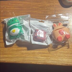 Green Dinosaur and Pink Bunny Squishy Toys